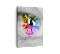 Impression sur Toile 50x70cm Tableaux Image Oeil arc-en-ciel cils graphiques