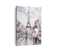 Impression sur Toile 50x70cm Tableaux Image Paris Chemin Illustration eiffle