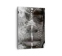 Impression sur Toile 50x70cm Tableaux Image Photo Africain Autochtone Visage