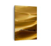 ARTTOR Tableau sur Toile Décoratif 50x70 cm Paysages Nature - 0338 | Afrique Sahara Chameau Impression sur Toile Décoration Murale Art Mural Toile Imprimée Chambre Cuisine Salon ARTTOR