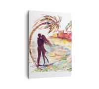 Impression sur Toile 50x70cm Tableaux Image Photo Amour Palmes Vue été