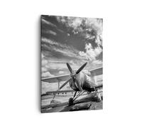 Impression sur Toile 50x70cm Tableaux Image Photo An-2 Avion Noir Et Blanc