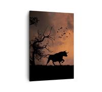 Impression sur Toile 50x70cm Tableaux Image Photo Animal en colère taureau