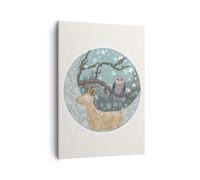 Impression sur Toile 50x70cm Tableaux Image Photo Animaux Nuit Lune hibou