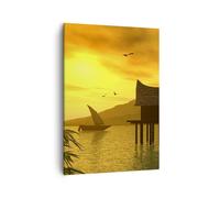Impression sur Toile 50x70cm Tableaux Image Photo Asie montagne mer roches