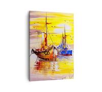 Impression sur Toile 50x70cm Tableaux Image Photo Bateaux soleil mer voyage
