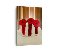 Impression sur Toile 50x70cm Tableaux Image Photo Bhoutan Parapluie Rouge