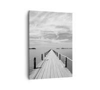 Impression sur Toile 50x70cm Tableaux Image Photo Bois Pont Mer Art Decoration