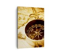 Impression sur Toile 50x70cm Tableaux Image Photo Boussole vieux voyage voyage