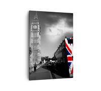 Impression sur Toile 50x70cm Tableaux Image Photo Bus Londres Big Ben bâtiment