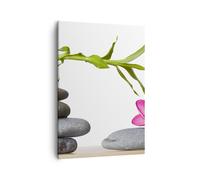 Impression sur Toile 50x70cm Tableaux Image Photo Calme fleur décoration pierre