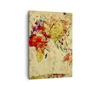 Impression sur Toile 50x70cm Tableaux Image Photo carte monde moderne Decoration