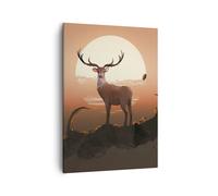 Impression sur Toile 50x70cm Tableaux Image Photo cerf bois cornes Decoration