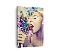 Impression sur Toile 50x70cm Tableaux Image Photo Chant microphone énergie