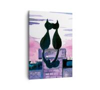 Impression sur Toile 50x70cm Tableaux Image Photo Chats toit amour animal