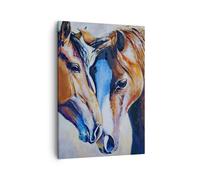 Impression sur Toile 50x70cm Tableaux Image Photo cheval animal lien Decoration