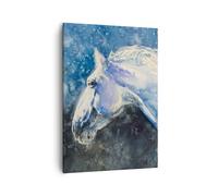 Impression sur Toile 50x70cm Tableaux Image Photo Cheval Aquarelle Portrait