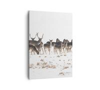 Impression sur Toile 50x70cm Tableaux Image Photo Deer hiver faune paysage