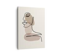 Impression sur Toile 50x70cm Tableaux Image Photo Dessin Single-Line Femme