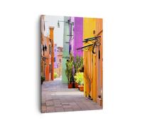 Impression sur Toile 50x70cm Tableaux Image Photo été rue maison Art Decoration