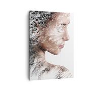 Impression sur Toile 50x70cm Tableaux Image Photo Femme Double Exposition