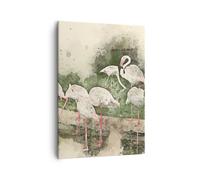 Impression sur Toile 50x70cm Tableaux Image Photo flamant rose oiseau eau