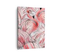 Impression sur Toile 50x70cm Tableaux Image Photo Flamant Rose Rose Exotisme