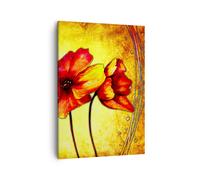 Impression sur Toile 50x70cm Tableaux Image Photo Fleurs panneaux tige lignes