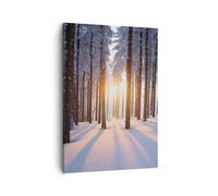 Impression sur Toile 50x70cm Tableaux Image Photo forêt hiver neige Decoration