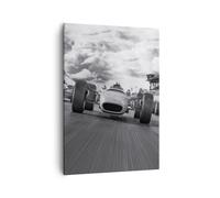 Impression sur Toile 50x70cm Tableaux Image Photo Formule 1 Noir Et Blanc