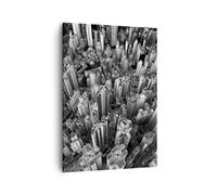 Impression sur Toile 50x70cm Tableaux Image Photo Gratte Ciels Avec Montagnes