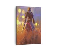 Impression sur Toile 50x70cm Tableaux Image Photo guerrier épée Art Decoration