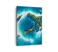 Impression sur Toile 50x70cm Tableaux Image Photo Hélicoptère océan île paradis