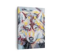 Impression sur Toile 50x70cm Tableaux Image Photo Huile Loup Chien Decoration