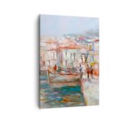 Impression sur Toile 50x70cm Tableaux Image Photo Île Bateaux Port Decoration