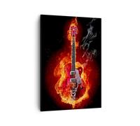 Impression sur Toile 50x70cm Tableaux Image Photo Instrument flammes cordes