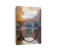 Impression sur Toile 50x70cm Tableaux Image Photo Jardin Rhododendrons Pont