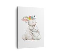 Impression sur Toile 50x70cm Tableaux Image Photo Lapin Lièvre Enfants