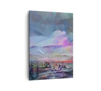 Impression sur Toile 50x70cm Tableaux Image Photo montagnes arbre eau Decoration