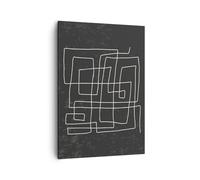 Impression sur Toile 50x70cm Tableaux Image Photo Noir Et Blanc Labyrinthe Ligne