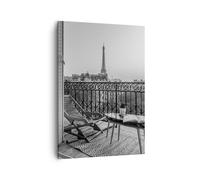 Impression sur Toile 50x70cm Tableaux Image Photo Noir Et Blanc Paris Balcon