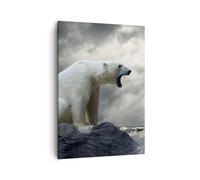Impression sur Toile 50x70cm Tableaux Image Photo Ours animaux eau glace