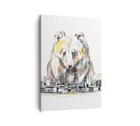 Impression sur Toile 50x70cm Tableaux Image Photo Ours Jouets Jouer Illustration