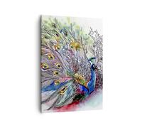 Impression sur Toile 50x70cm Tableaux Image Photo paon plume couleur Decoration