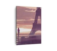 Impression sur Toile 50x70cm Tableaux Image Photo Paris ville nuit Decoration