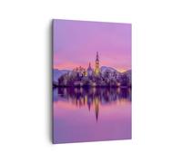Impression sur Toile 50x70cm Tableaux Image Photo Paysage Montagne Lac église