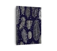 Impression sur Toile 50x70cm Tableaux Image Photo Plumes Graphiques Contour