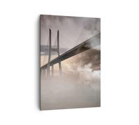Impression sur Toile 50x70cm Tableaux Image Photo pont brouillard eau Decoration