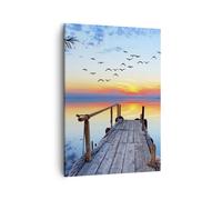 Impression sur Toile 50x70cm Tableaux Image Photo pont lac Art Decoration Murale