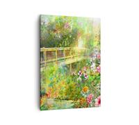 Impression sur Toile 50x70cm Tableaux Image Photo Pont parc fleur printemps